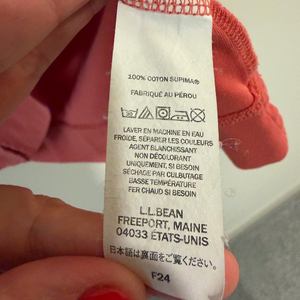L.L. Bean Women's Supima Cotton 3/4 Sleeve Top in Coral - Picture 4 of 6